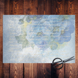 Blue Floral Watercolor Poppies Decoupage Seidenpapier