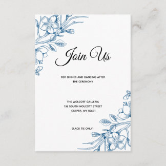 Blue Floral Wedding Card Begleitkarte