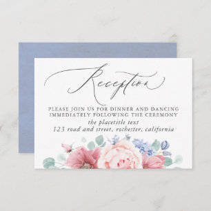 Blue Floral Wedding Card Begleitkarte