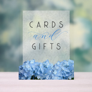 Blue Floral Wedding Cards n Gifts Table Acrylschild