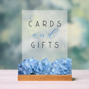 Blue Floral Wedding Cards n Gifts Table Acrylschild