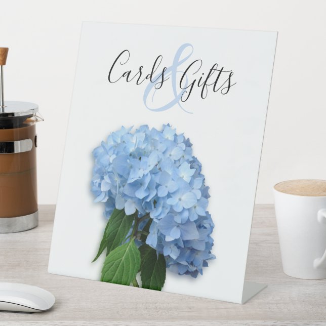 Blue Floral Wedding Cards n Gifts Table Sign Sockelschild (In Situ)