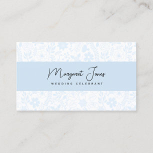 Blue Floral Wedding Celebrant Business Card Visitenkarte