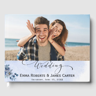 Blue Floral Wedding Classic Gästebuch