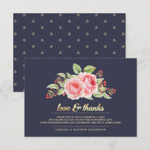 Blue Floral Wedding Danke Karten