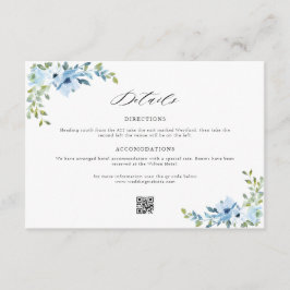 blue floral wedding details card begleitkarte