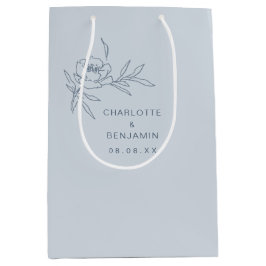 Blue Floral Wedding Geschenktasche Mittlere Geschenktüte