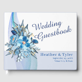 Blue Floral Wedding Guest Book Gästebuch