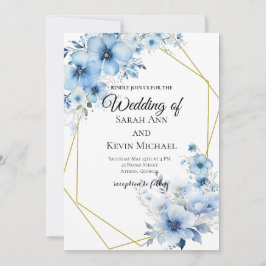 Blue Floral Wedding Invitation Einladung
