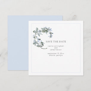 Blue Floral Wedding Save the Date Card