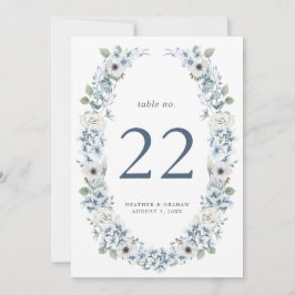 Blue Floral Wedding Tischnummer