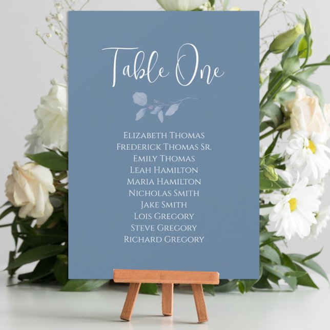Blue Floral Wedding Tischnummer Sign (Von Creator hochgeladen)