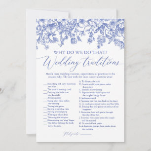 Blue Floral Wedding Traditions Brautparty Game Einladung