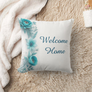 Blue floral Welcome Zuhause, Welcome Zuhause dekor Kissen