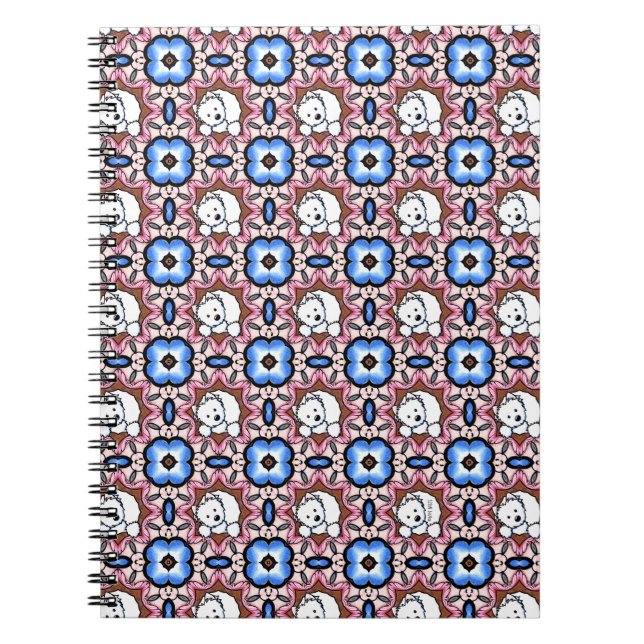 Blue Floral Westie Notizblock (Vorderseite)