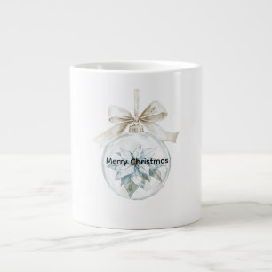 Blue Floral White Bow Weihnachtsschmuck Jumbo-Tasse