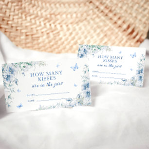 Blue Floral Wie viele Kisses Game Begleitkarte