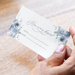 Blue Floral Wie viele Kisses Game Begleitkarte
