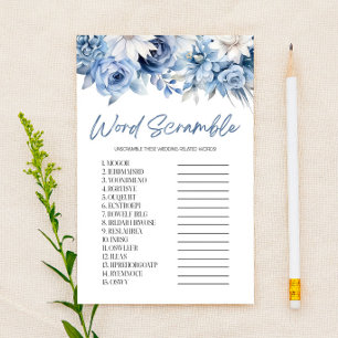 Blue Floral Word Scramble Brautparty Game Briefpapier