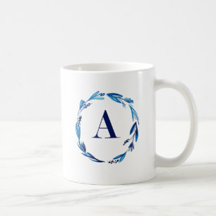 Blue Floral Wreath 'A' Kaffeetasse