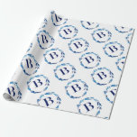 Blue Floral Wreath 'B' Geschenkpapier<br><div class="desc">Blaue Aquarellblütenblütenblüten mit Monogramm-Buchstaben B in der Mitte. Anpassbar mit Ihrem Namen ,  einem speziellen Datum oder anderen Wörtern Ihrer Wahl oder einfach nur leer verlassen.</div>