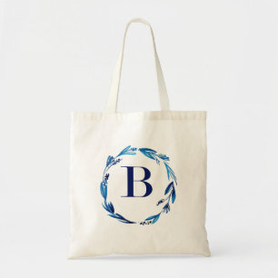 Blue Floral Wreath 'B' Tragetasche