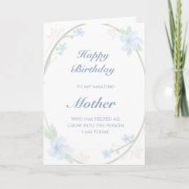 Blue Floral Wreath Mutter Geburtstag Karte