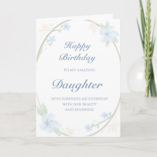 Blue Floral Wreath Tochter Birthday Karte