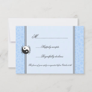 Blue Floral Yin und Yang Wedding RSVP Einladung