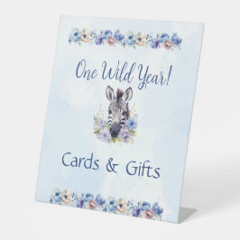 Blue Floral Zebra Birthday Sockelschild