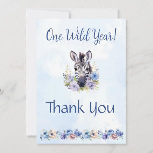 Blue Floral Zebra Geburtstag Danke Karte