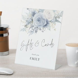 Blue Florals Gifts Cards Brautparty signieren Sockelschild