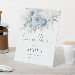 Blue Florals Liebe Bloom Welcome Brautparty Sockelschild