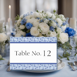 Blue Florentine Wedding Table Card Tischnummer