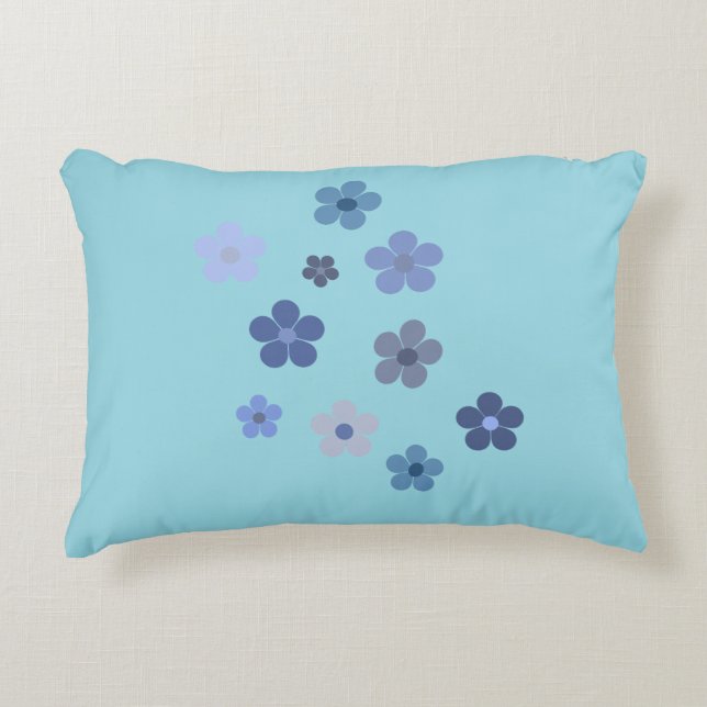 Blue Floural Dekokissen (Vorderseite)