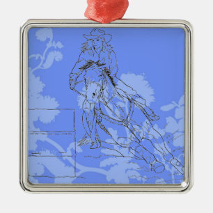 Blue Flower Barrel Racer Ornament Aus Metall