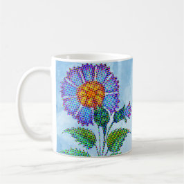 Blue Flower Halftone on Blue Fine Art Kaffeetasse