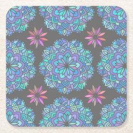 Blue Flower Mandala Rechteckiger Pappuntersetzer