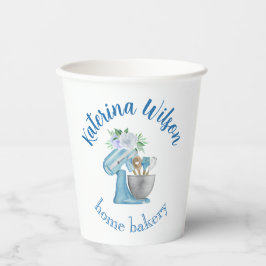  Blue Flower Mixer Small Bakery Logo Brand Pappbecher