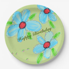Blue Flower Paper 9 Inch Party Teller