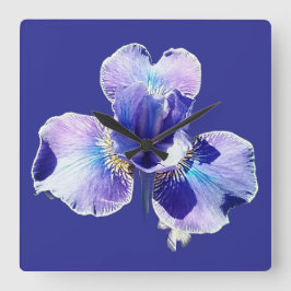 Blue Flower Wall Clock Quadratische Wanduhr