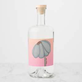Blue Flower with Pink Background Alkoholflaschenetikett