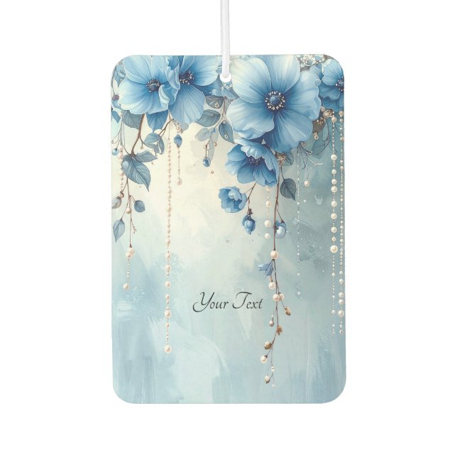 Blue Flowers and Pearls Air Freshener Autolufterfrischer (Vorderseite)