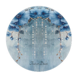 Blue Flowers and Pearls Cutting Board Schneidebrett