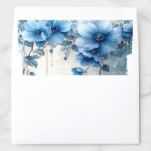 Blue Flowers and Pearls Envelope Liner