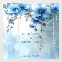 Blue Flowers and Pearls Floor Decal