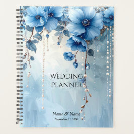 Blue Flowers and Pearls Planner Planer