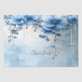 Blue Flowers and Pearls Tissue Paper Seidenpapier