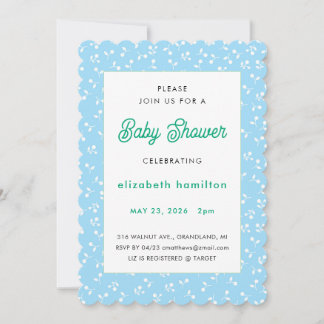 Blue Flowers Baby Shower Invitation Einladung