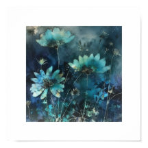 Blue Flowers Cyanotype Mixed Media